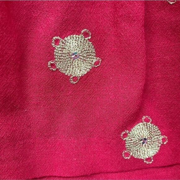 Leifisdottir Mini Skirt Womens Size‎ 2 Wool Pleated Red Gold Silk Lined - Picture 5 of 7